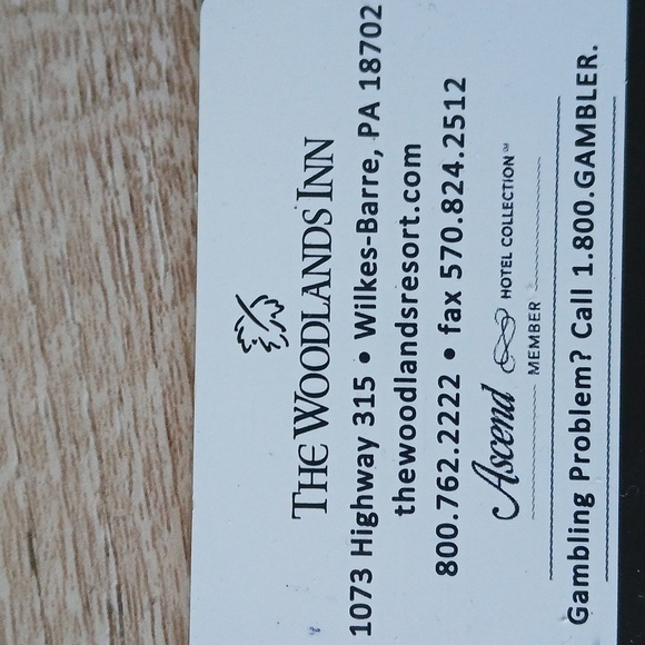 The Woodlands Inn Mohegan PA. Ascend Hotel Collection Room Key Card Photo - Picture 3 of 3